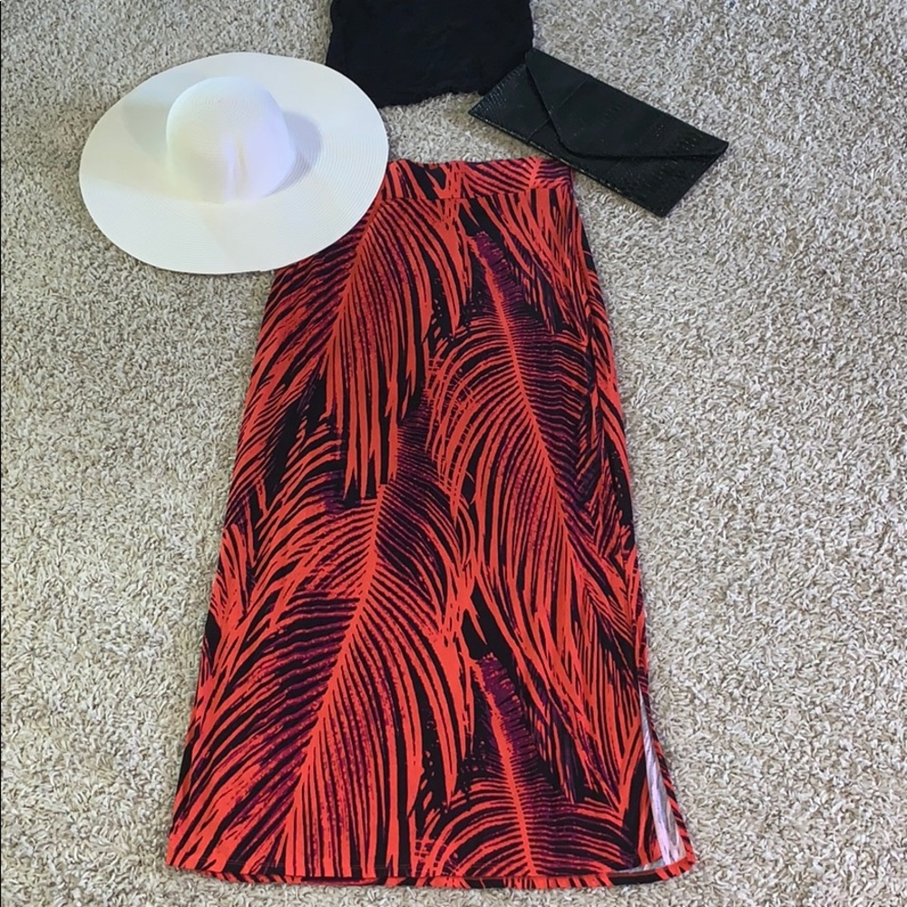 Double split Tropical Maxi Skirt